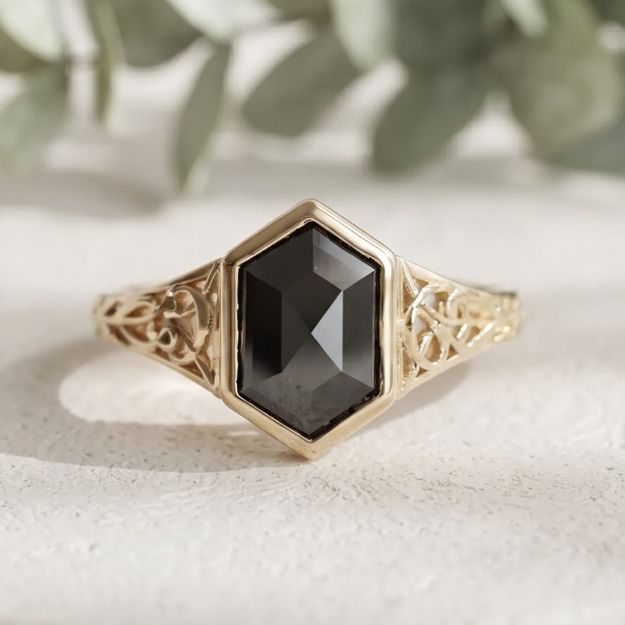 Bespoke Diamond Engagement Ring Black Hexagon - Image 1