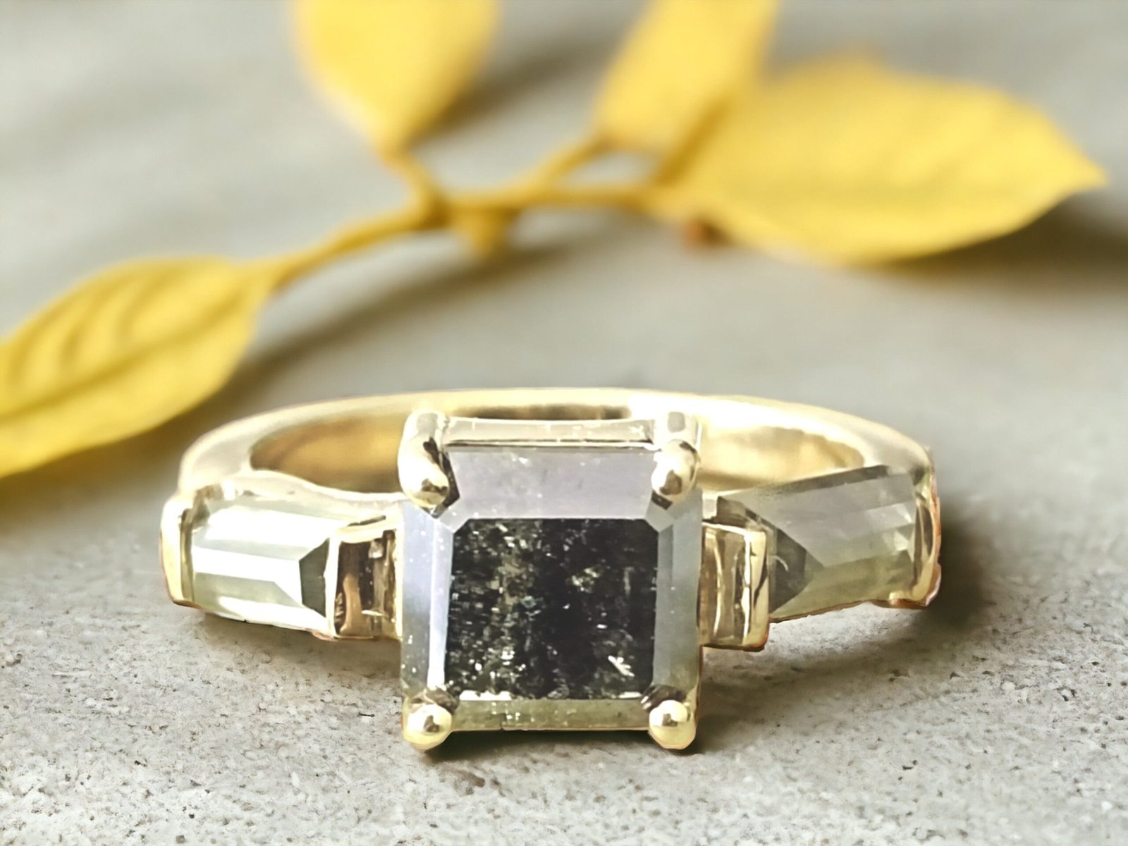 Asscher Cut Diamond Ring Solid Gold Engagement Ring Timeless Style - Image 1