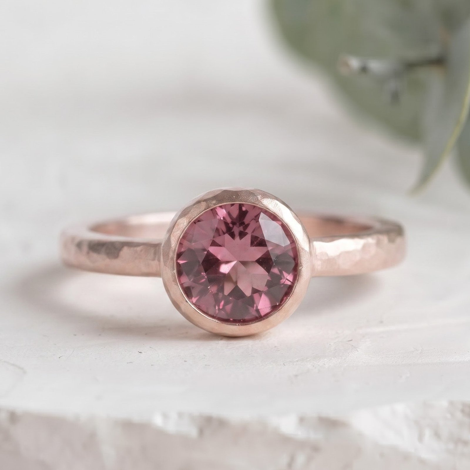 Round Pink Sapphire Handmade Ring - Image 1