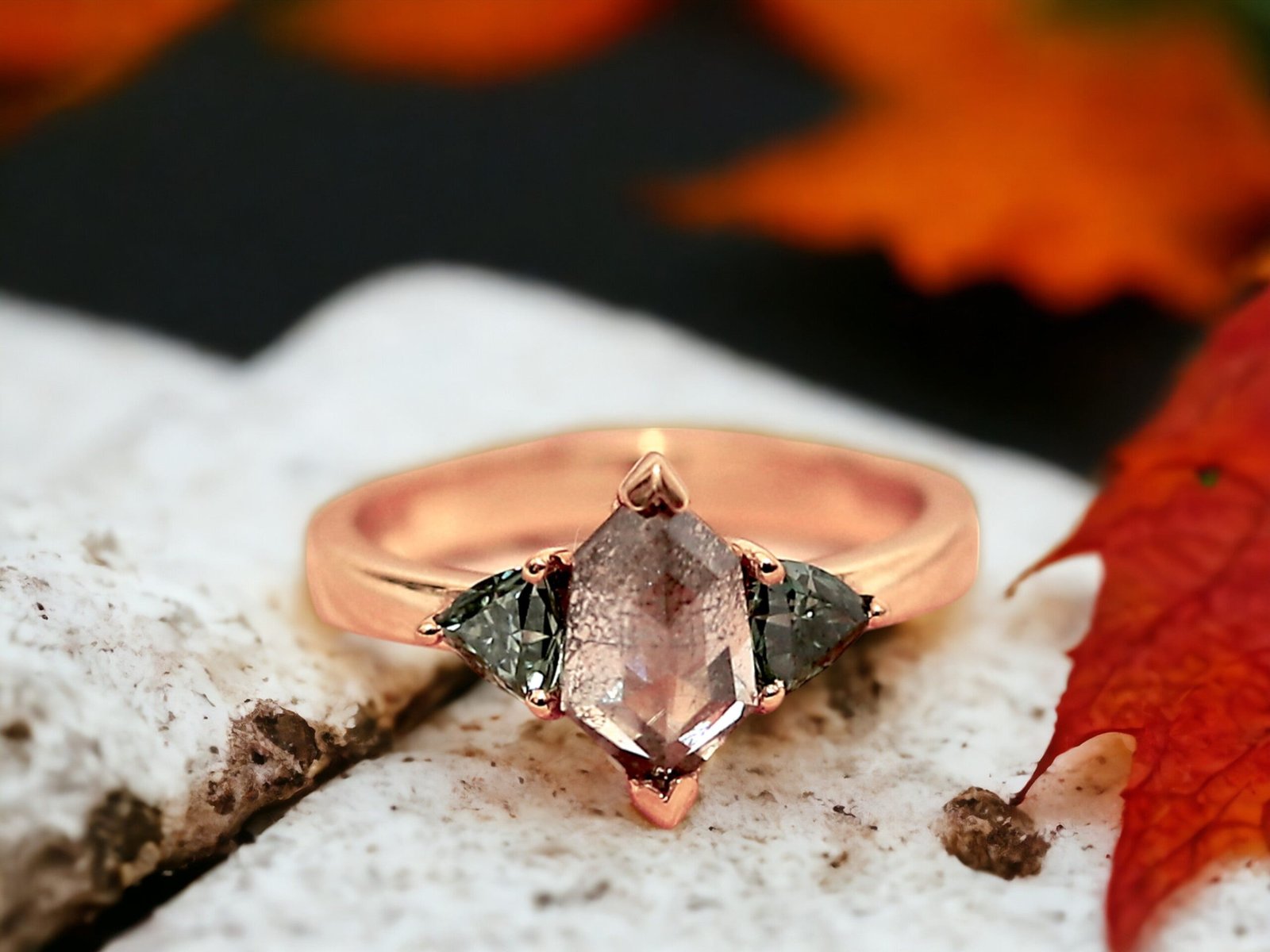 Hexagon Diamond Ring with Unique Engagement Design Bold Modern Style - Image 1