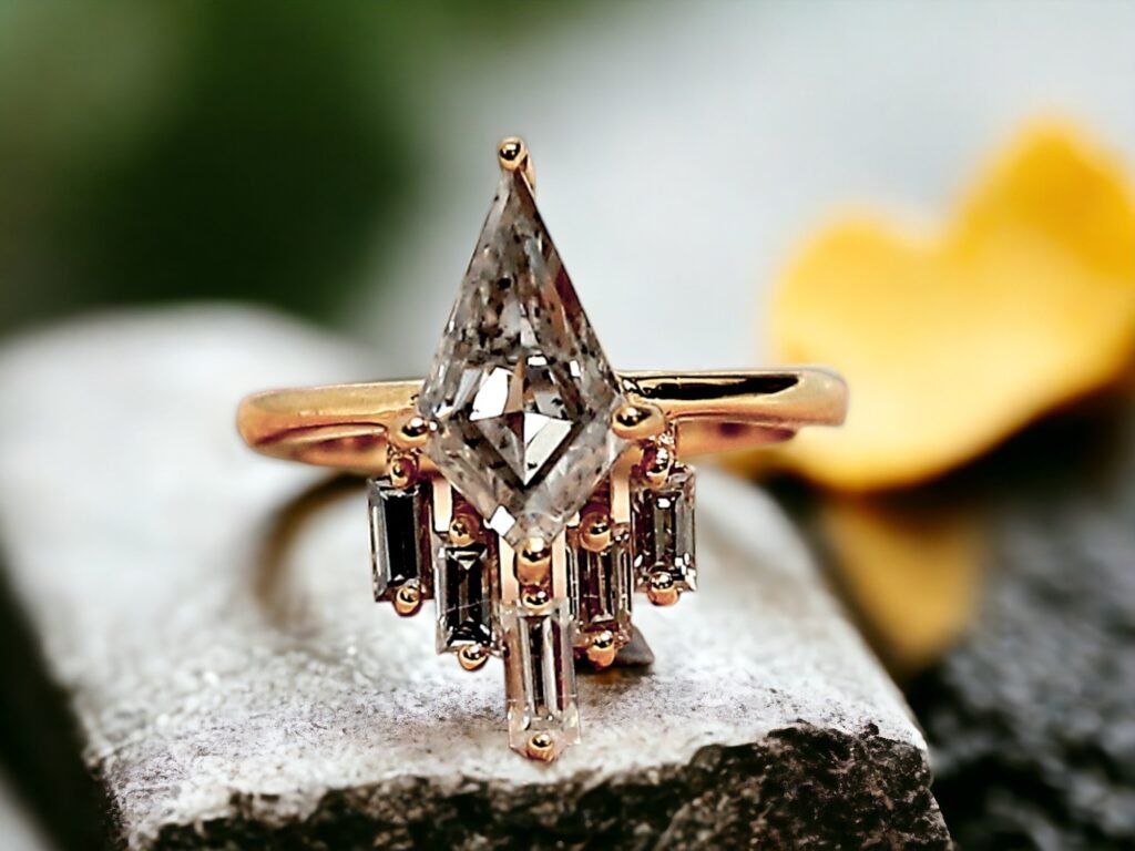 Kite Shape Diamond Ring Minimalist Gold Engagement Ring