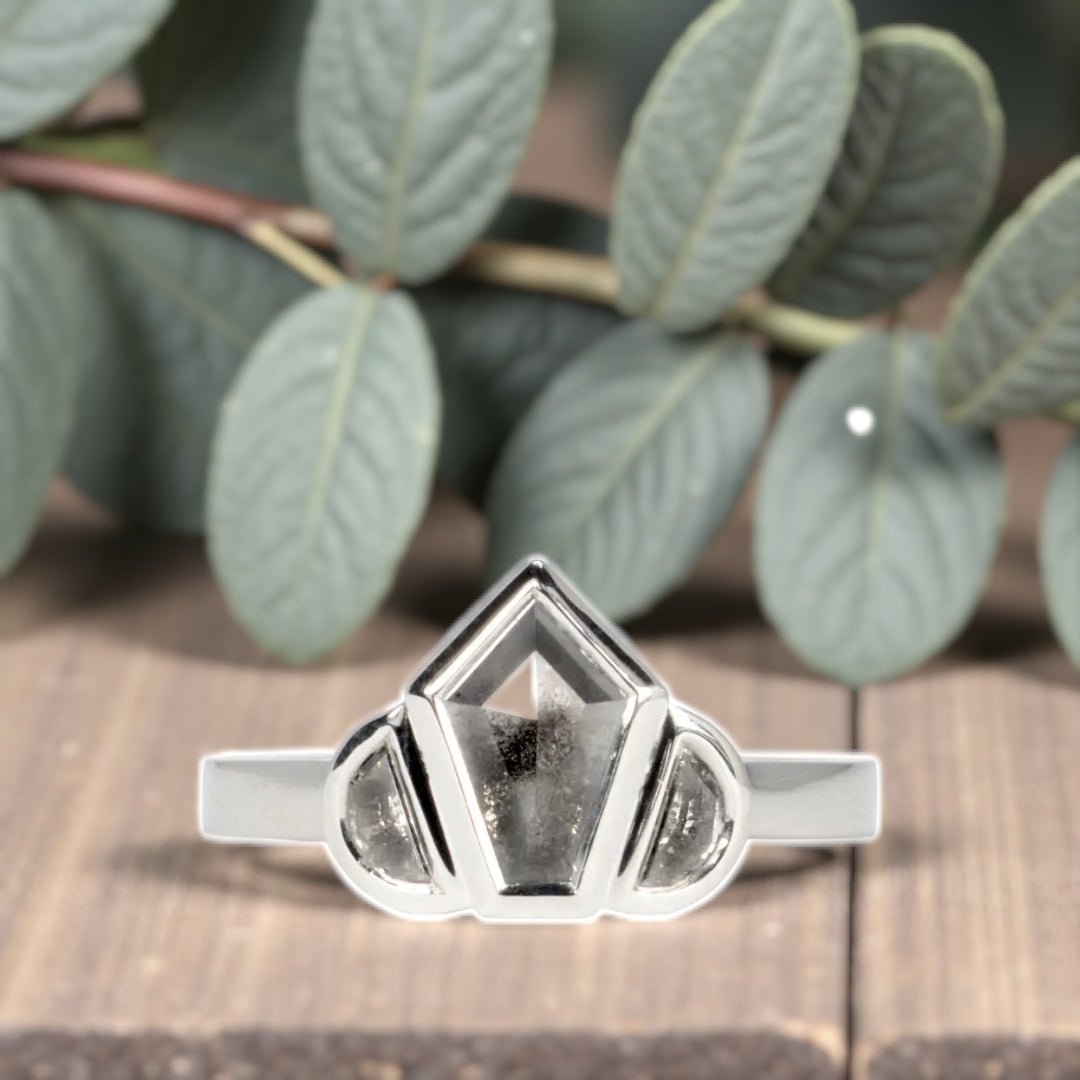 Obsidian Snow Salt and Pepper Diamond Ring with Natural Beauty - Image 1