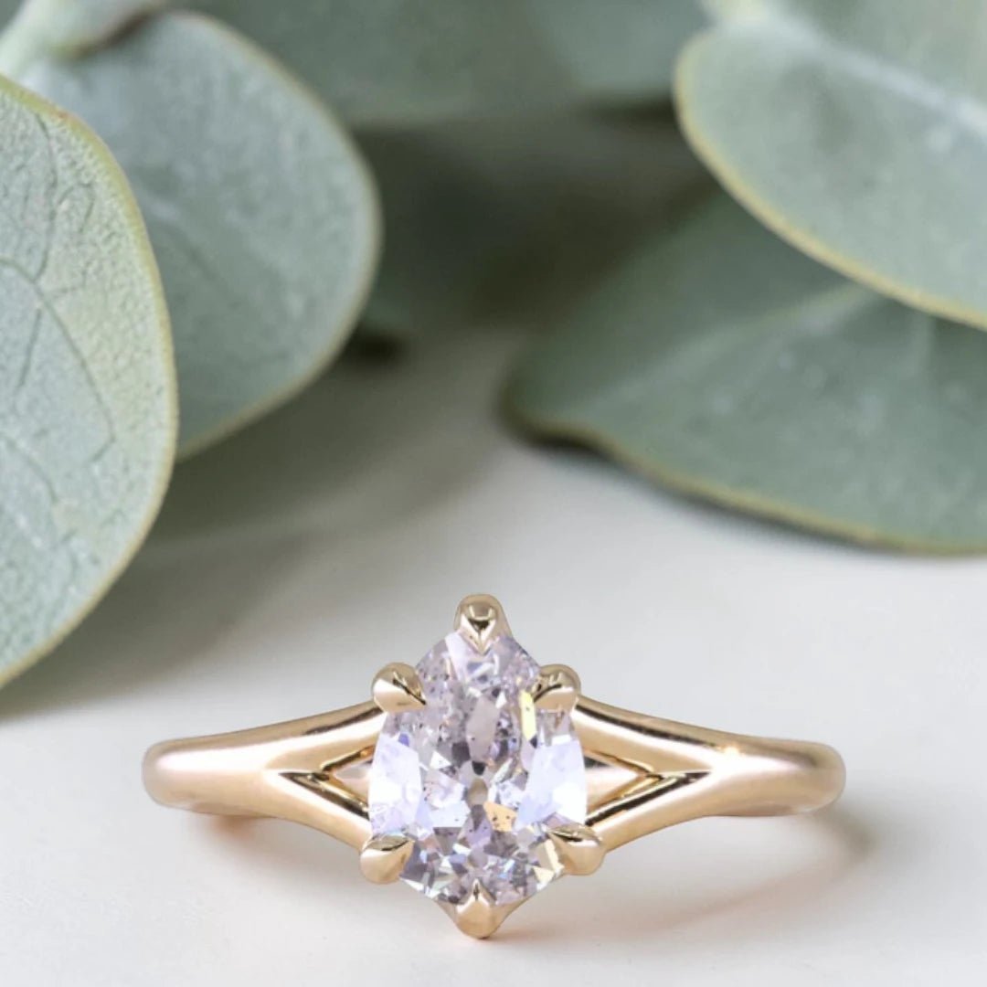 Pear Salt and Pepper Diamond Engagement Ring Split Shank Style - Image 1