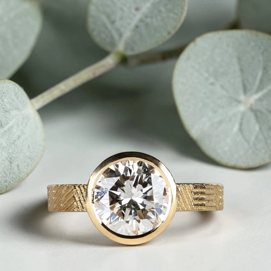 Brown Round Diamond Ring 2.05CT Solitaire Engagement Ring