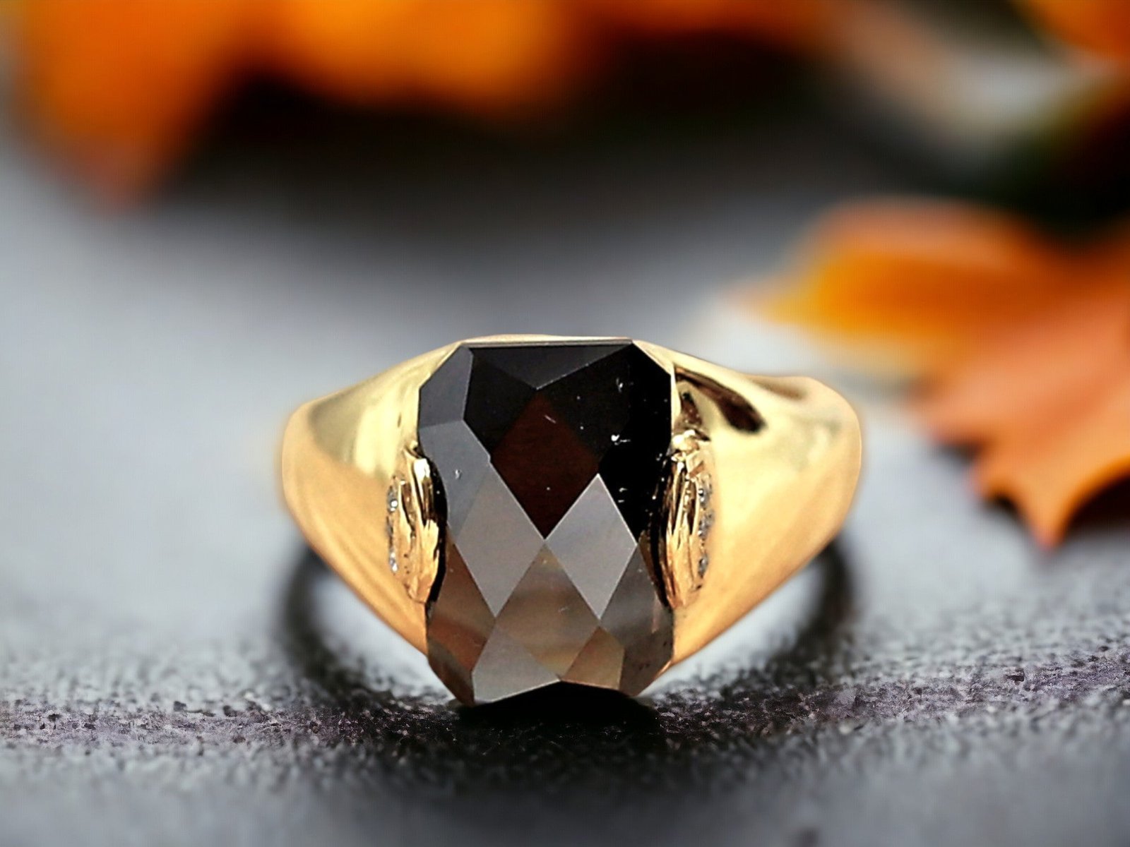 Natural Salt and Pepper Diamond Ring Handmade Unique Engagement Ring - Image 1